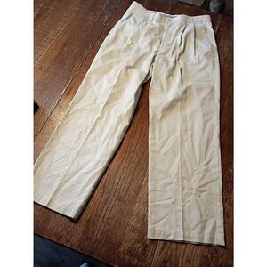 33x29 Dockers Tan Cream Cotton No Wrinkle Twill Relax Classic Fit Pleated Pants